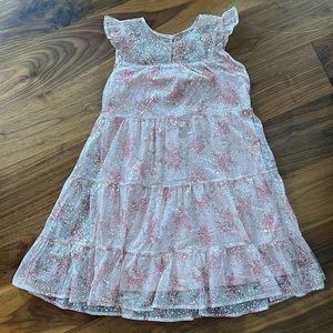 Girls pink dress with gold detail